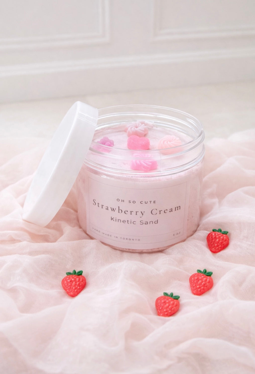 Strawberry Cream Kinetic Sand Jar (Handcrafted Edition)