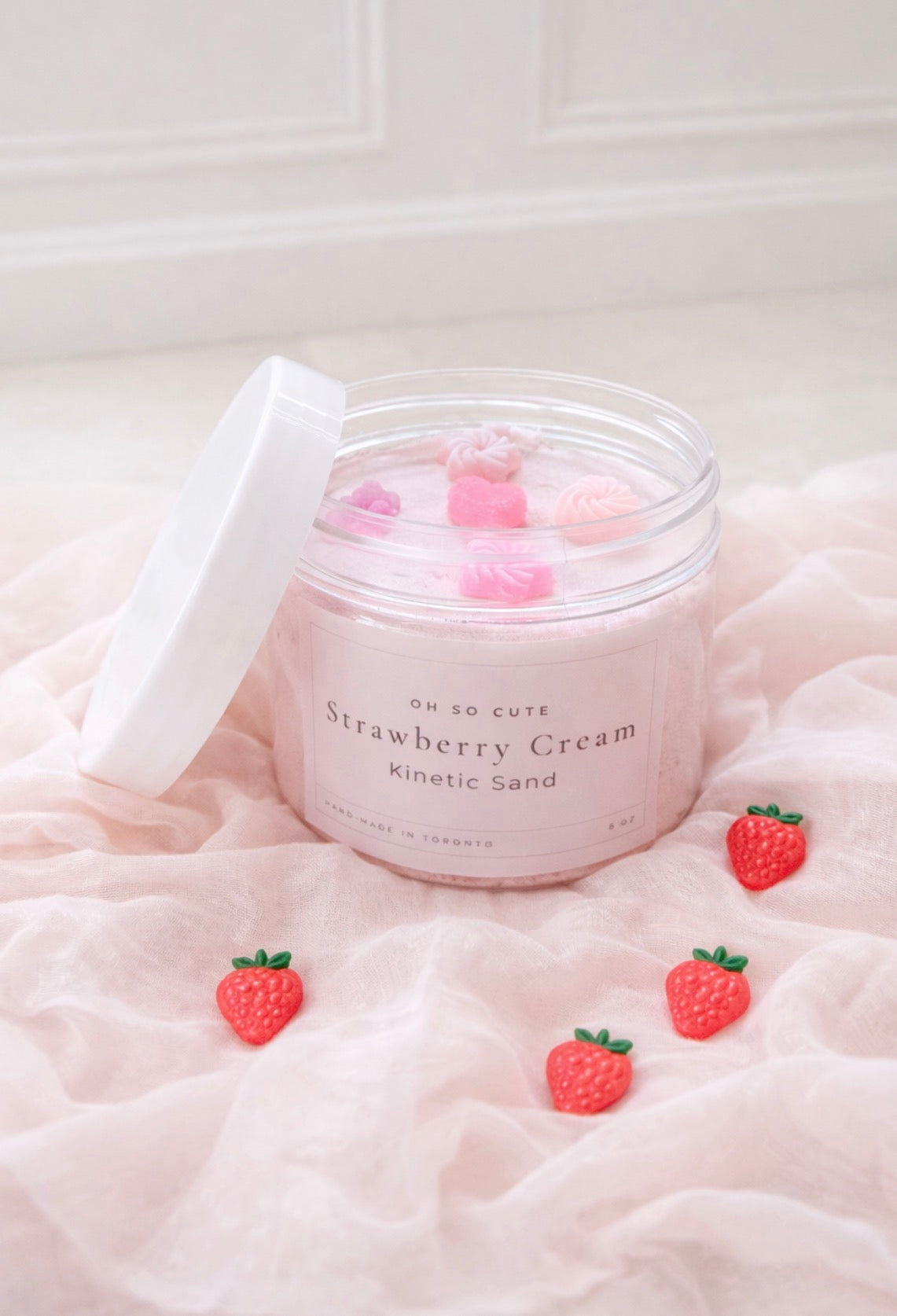 Strawberry Cream Kinetic Sand Jar (Handcrafted Edition)